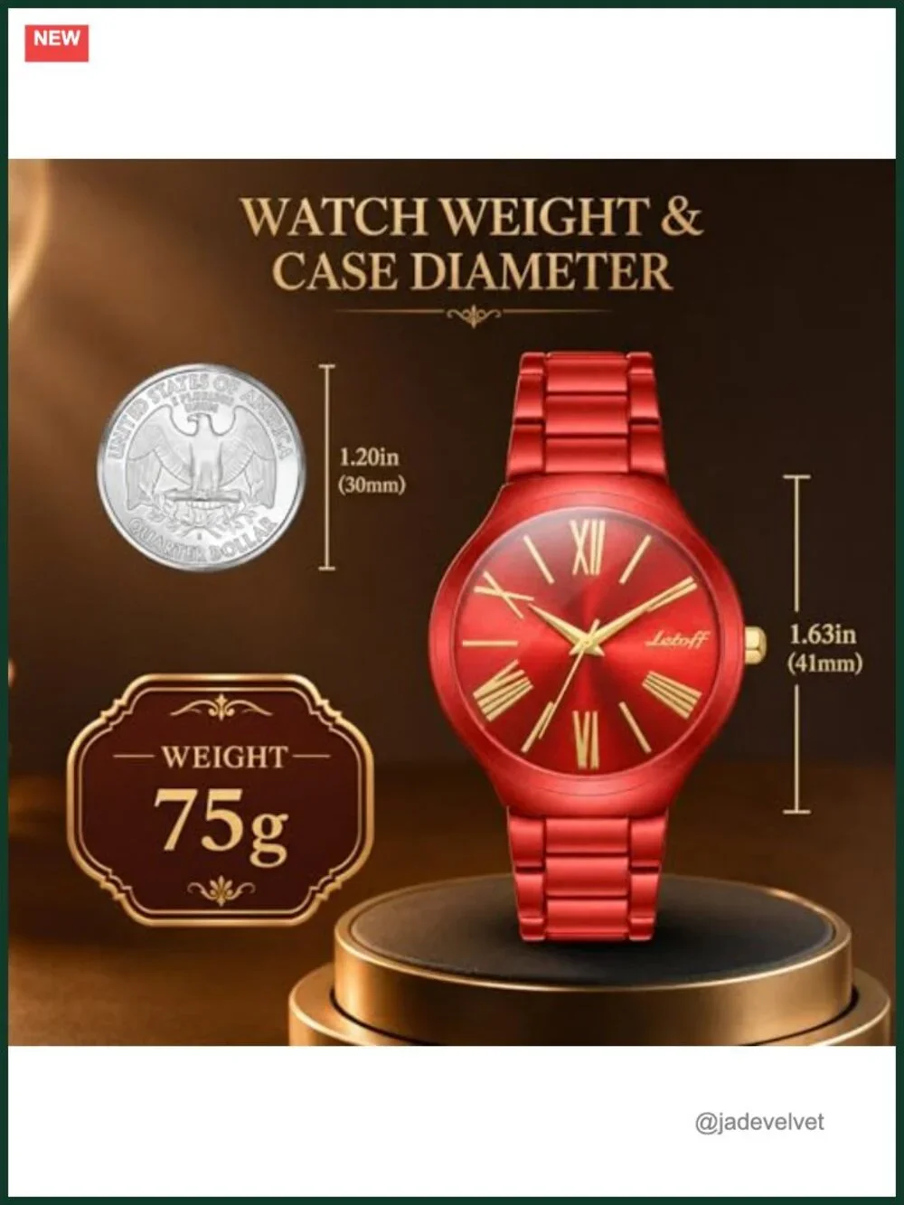 Letoff Women's Watch Roman Numerals Interchangeable Metal Strap Water Resistant